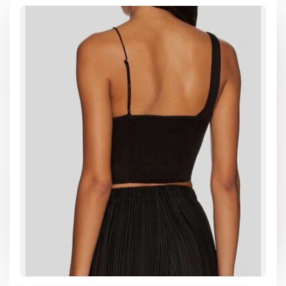 Free People Black Mila Asymmetric Tie Crop Top size M - Picture 4 of 6